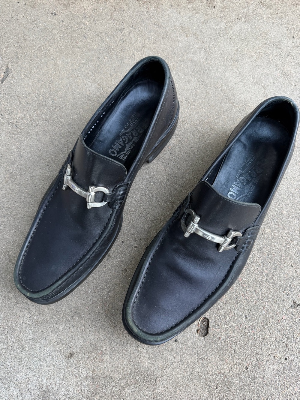 Salvatore Ferragamo Black Men's Bit Loafers, Italian Leather Dress Shoes